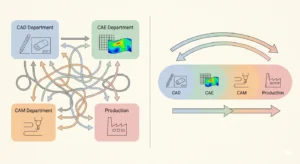 so sanh quy trinh tich hop CAD CAE CAM va quy trinh roi rac